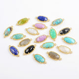 Gold Plated Bezel Hexagon Faceted Multi-kind Stone Connector ZG0372