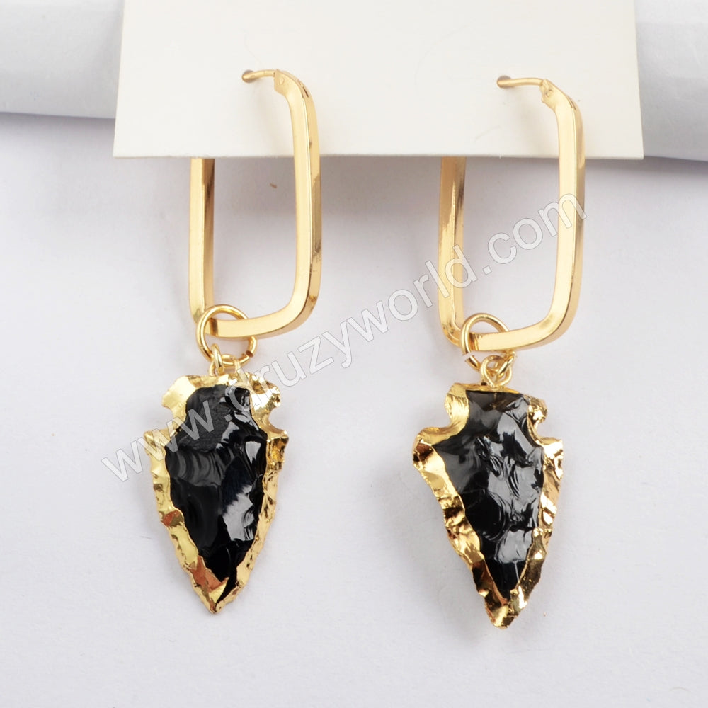 Black obsidian arrow Earrings