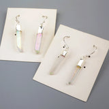 Silver Plated Angel Aura Quartz Titanium Healing Crystal Point Earrings S1606