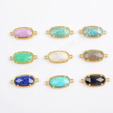 Gold Plated Bezel Hexagon Faceted Multi-kind Stone Connector ZG0372