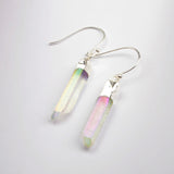 Silver Plated Angel Aura Quartz Titanium Healing Crystal Point Earrings S1606