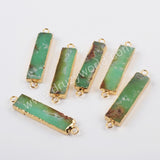 Gold Plated Rectangle Australia Jade Connector G1919