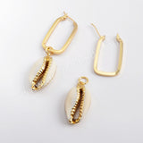 Gold Plated Cowrie Shell Rectangle Earring G1589