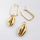 Full Gold Plated Cowrie Shell Rectangle Earring G1590