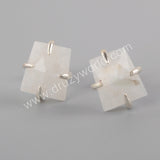 925 Sterling Silver Fashion Natural Crystal Faceted Stud Earrings For Women SS201