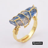 Natural Gemstone Wire Wrap Gold Ring WX1796