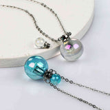 19" Round Ball Shape Gold / Silver Titanium White Quartz Perfume Bottle Necklace WX2088