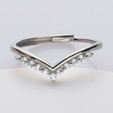925 Sterling Silver CZ Ring, Adjustable Size, Fashion Jewelry Zircon Ring LM026
