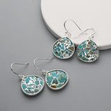 Silver Plated Copper Turquoise Faceted Teardrop Dangle Earrings S1858