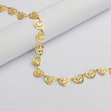 16 Feet Gold Plated Brass Hollow Heart Chain, For Necklace Bracelet Jewelry Making, Wholesale Supply PJ494