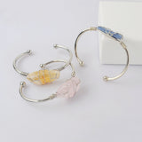 Silver Plated Wire Wrap Natural Stone Bangle WX1865