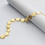 16 Feet Round Gold Plated Brass Smiling Face Chain Findings, Gold Coin Smile Face Chain, For Necklace Bracelet Jewelry Making, Wholesale Supply PJ514