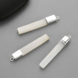 Silver Plated Rectangle Natural Selenite Stone Bar Pendant S1703