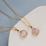Gold Plated Round Austrlian Jade Faceted Pendant Necklace G2057