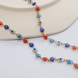 16 Feet Gold Plated Brass Rainbow Evil Eye Chain, Blue Red Eye Chain, For Necklace Bracelet Jewelry Making, Wholesale Supply PJ490