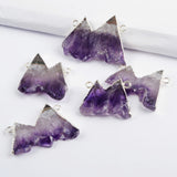 Silver Plated Natural Slice Amethyst Connector WX1069