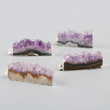 925 Sterling Silver Rectangle Natural Amethyst Druzy Slice Pendant Bead SS019