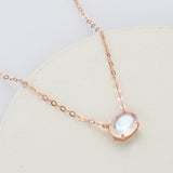 15" S925 Sterling Silver Claw Oval Moonstone Necklace, Faceted Natural Crystal Necklace Jewelry SS253