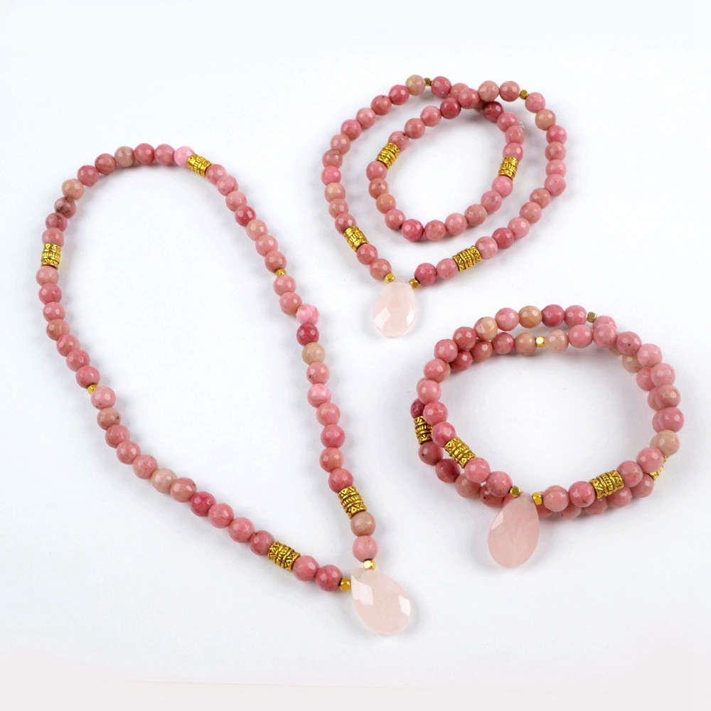 rose quartz bracelet rhodonite bracelet beaded bracelet gemstone beaded bracelet jewelry handmade