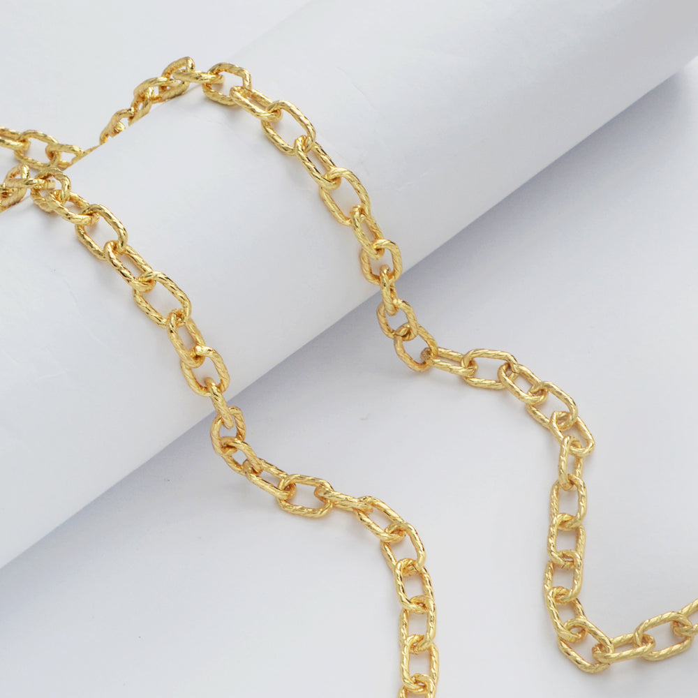 16 Feet Gold Plated Brass Oval Link Chain, Paper Clip Chain, For Necklace Bracelet Jewelry Making, Wholesale Supply PJ506