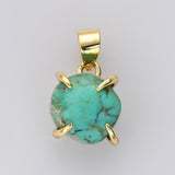 Tiny Gold Plated Claw Natural Real Turquoise Pendant, Freeform Shape, Genuine Turquoise Jewelry Charm Pendant ZG0483