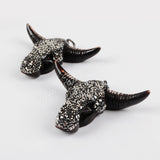 Rhinestone Pave Black Resin Ox Head Pendant JAB641