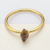 Gold Plated Tiny Raw Herkimer Diamond Ring, Healing Crystal Quartz Jewelry G2099