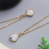 16” Gold Plated Diamond Faceted Rose Quartz Amazonite Sunstone Necklace G2056-N