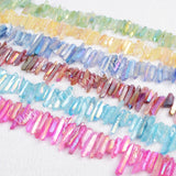 16" Strand Of Rainbow Aura Quartz Titanium Druzy Crystal Point Loose Beads, For DIY Jewelry Making G0796