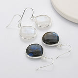 Silver Teardrop Labradorite Earrings, Moonstone Earrings, Gemstone Jewelry S2096