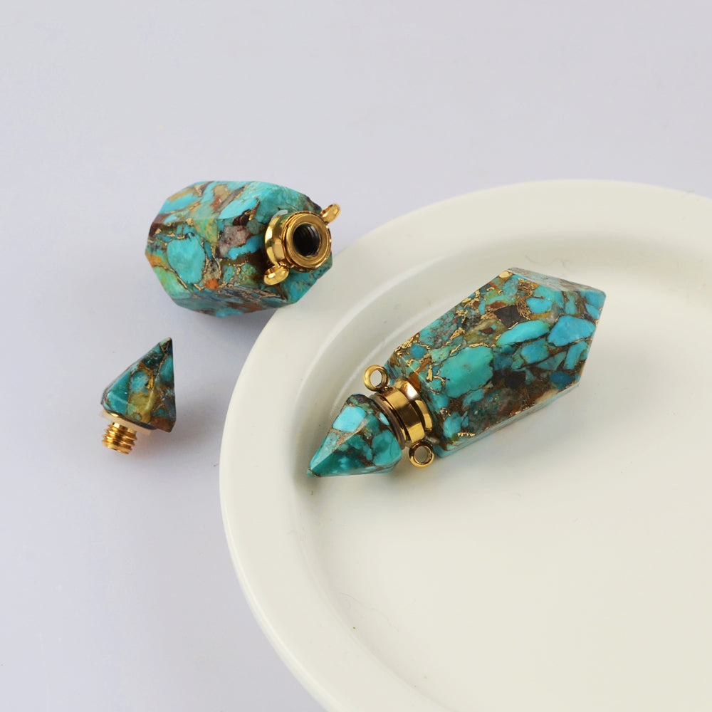Gold Copper Turquoise Perfume Bottle Connector G2032