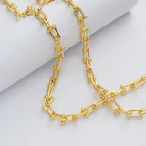 16 Feet Gold Plated Brass U Link Chain, Polished Paper Clip Chain, For Necklace Bracelet Jewelry Making, Wholesale Supply PJ504