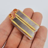 Gold Plated Rectangle Natural Agate Druzy Bar Pendant G1999