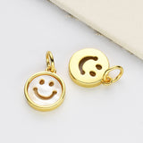 Wholesale Gold Plated Smile Face Natural White Shell Pendant, Small Size WX2173