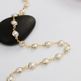 16 Feet Gold Plated Brass Round Pearl Chain, Pearl Bead Chain, For Necklace Bracelet Jewelry Making, Wholesale Supply PJ492