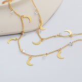 16 Feet Gold Plated Brass CZ Moon Chain, Zircon Crescent Chain, For Necklace Bracelet Jewelry Making, Wholesale Supply PJ498