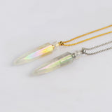 27" Gold/Silver White Quartz LED Light Perfume Bottle Necklace WX1826