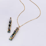 Gold Plated 7 Chakra Crystal Turquoise Bar Pendant Necklace ED007