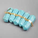Gold Plated Hexagon Howlite Turquoise Faceted Connector Double Bails G1010