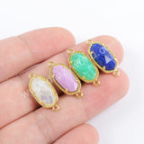 Gold Plated Bezel Hexagon Faceted Multi-kind Stone Connector ZG0372