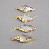 Arrowhead Gold Plated White Quartz Pendant Bead G0509