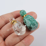 Gemstone Gold Perfume Bottle Necklace Connector  (Really Can Hold Perfume)  WX1170