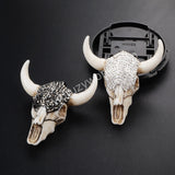 Rhinestone Longhorn Resin Horn Bull Cattle Pendants Paved Black/White Zircon JAB339