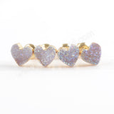 Heart 6mm Gold Plated Natural Agate Titanium AB White Color Druzy Studs Earrings G1711