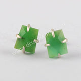 925 Sterling Silver Fashion Natural Crystal Faceted Stud Earrings For Women SS201