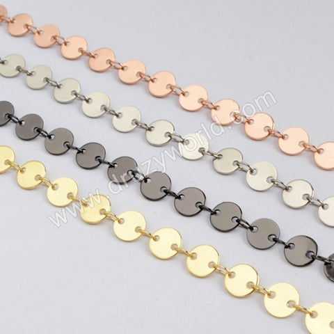 7" Gold Plated Brass 6mm Coin Slice Chain Bracelet PJ117-G