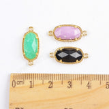 Gold Plated Bezel Hexagon Faceted Multi-kind Stone Connector ZG0372