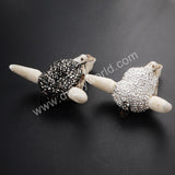 Rhinestone Longhorn Resin Horn Bull Cattle Pendants Paved Black/White Zircon JAB339