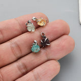 Tiny Silver Plated Claw Rainbow Natural Gemstone Pendant, Raw Healing Crystal Stone Pendant, Birthstone Jewelry ZS0479