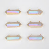 Hexagon Gold Plated Angel Aura Quartz Terminated Point Connector / Necklace Faceted Healing Crystal Charms DIY Jewelry Makning G1868